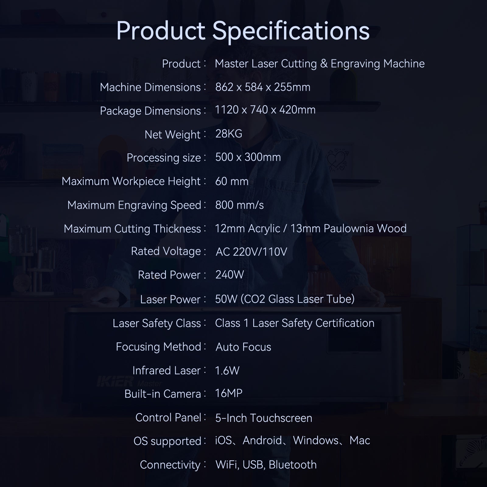 taglierina laser CO2 iKier Master 50W