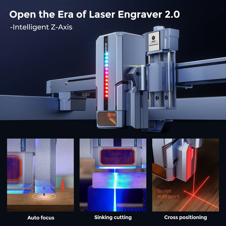 iKier K1 12W Laser Engraver + R2 Rotary + Air Assist Pump