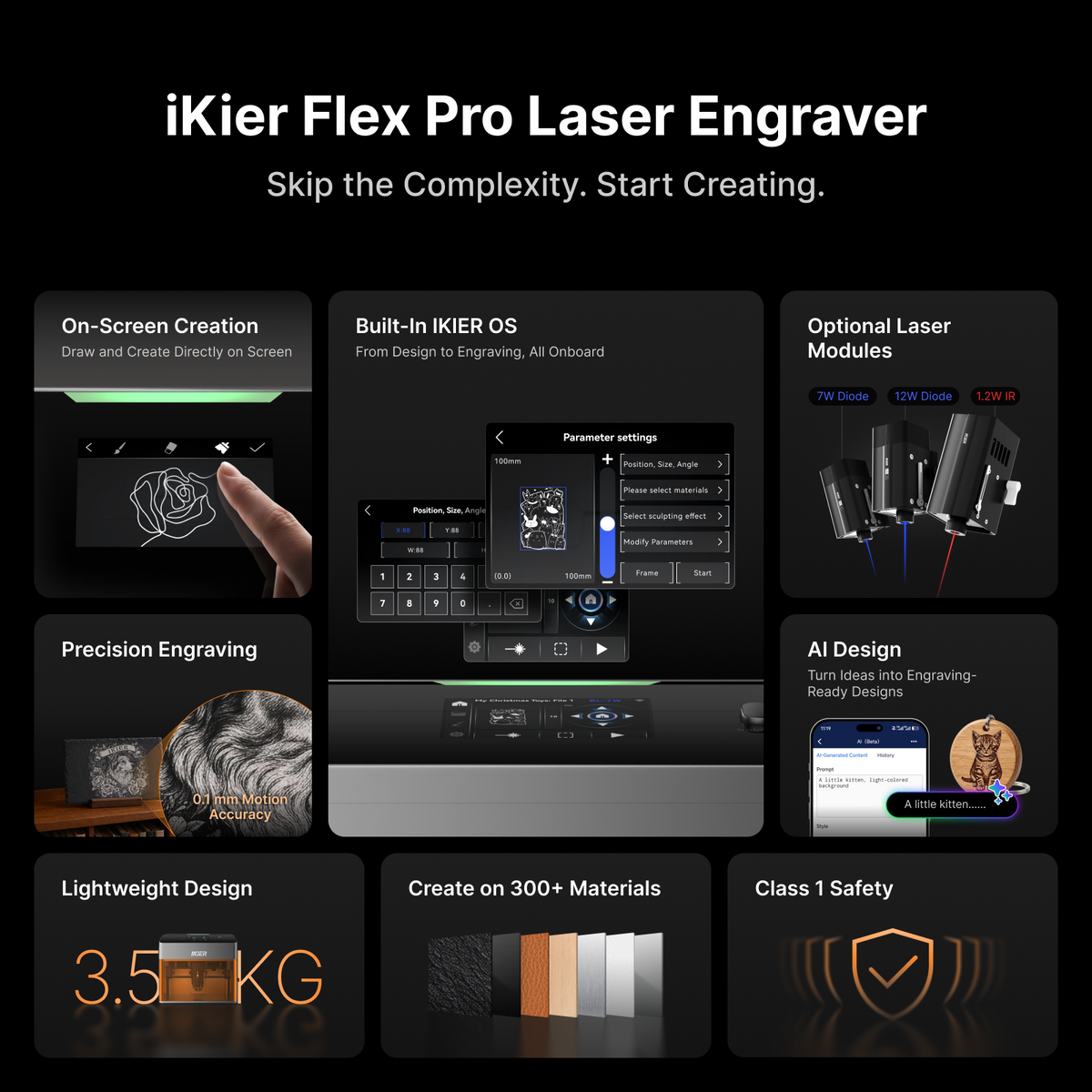 incisore laser chiuso iKier Flex Pro 7W/12W