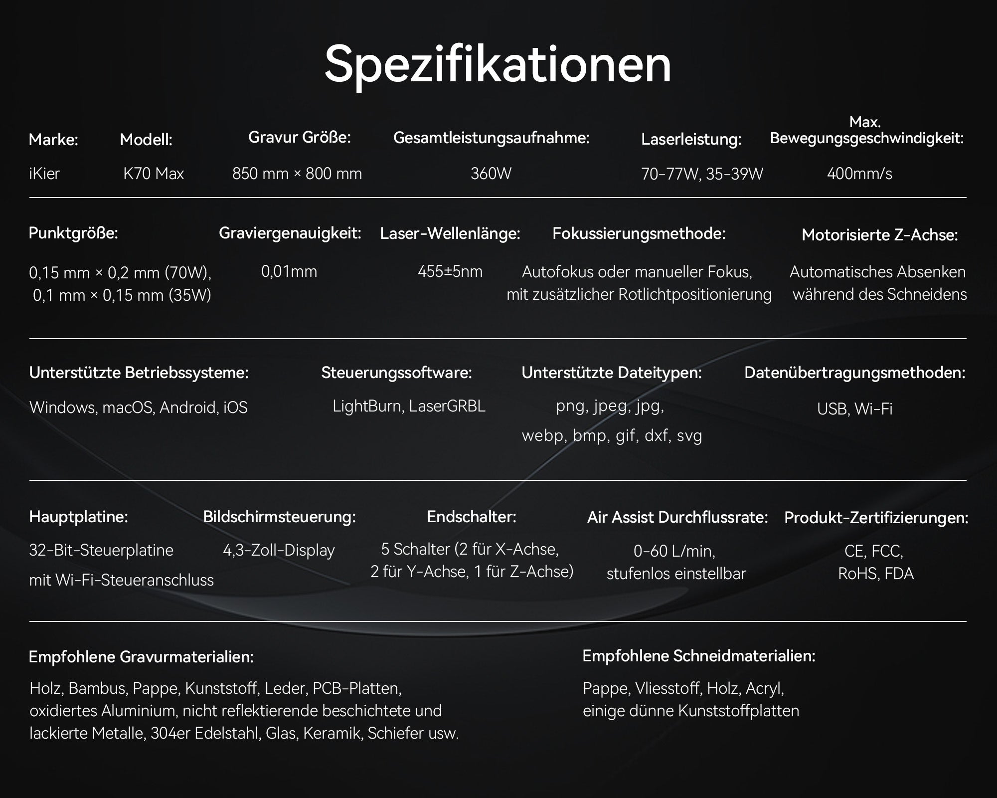 incisore laser iKier K70 Max