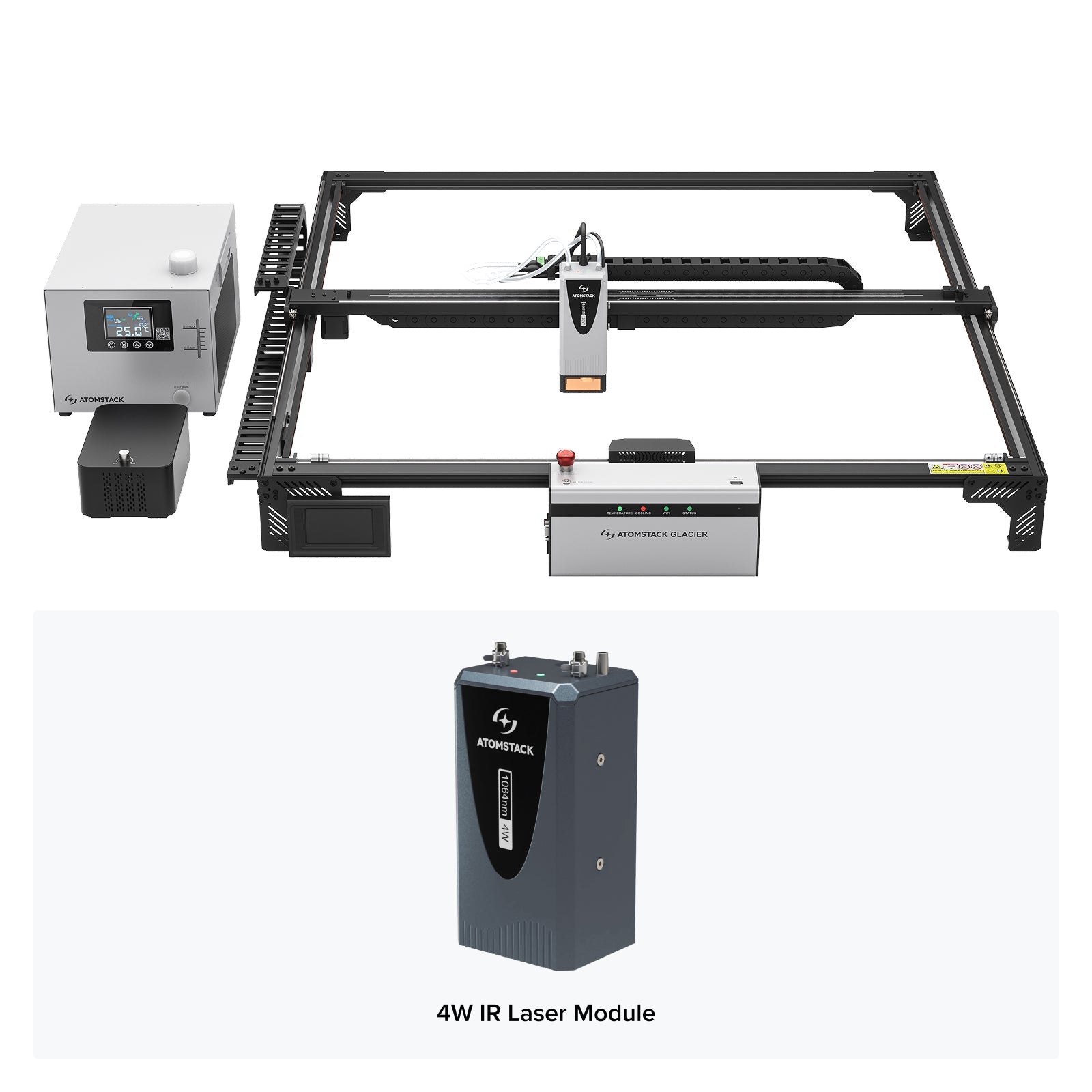 Incisore laser a diodi raffreddato ad acqua AtomStack Glacier 120W/90W