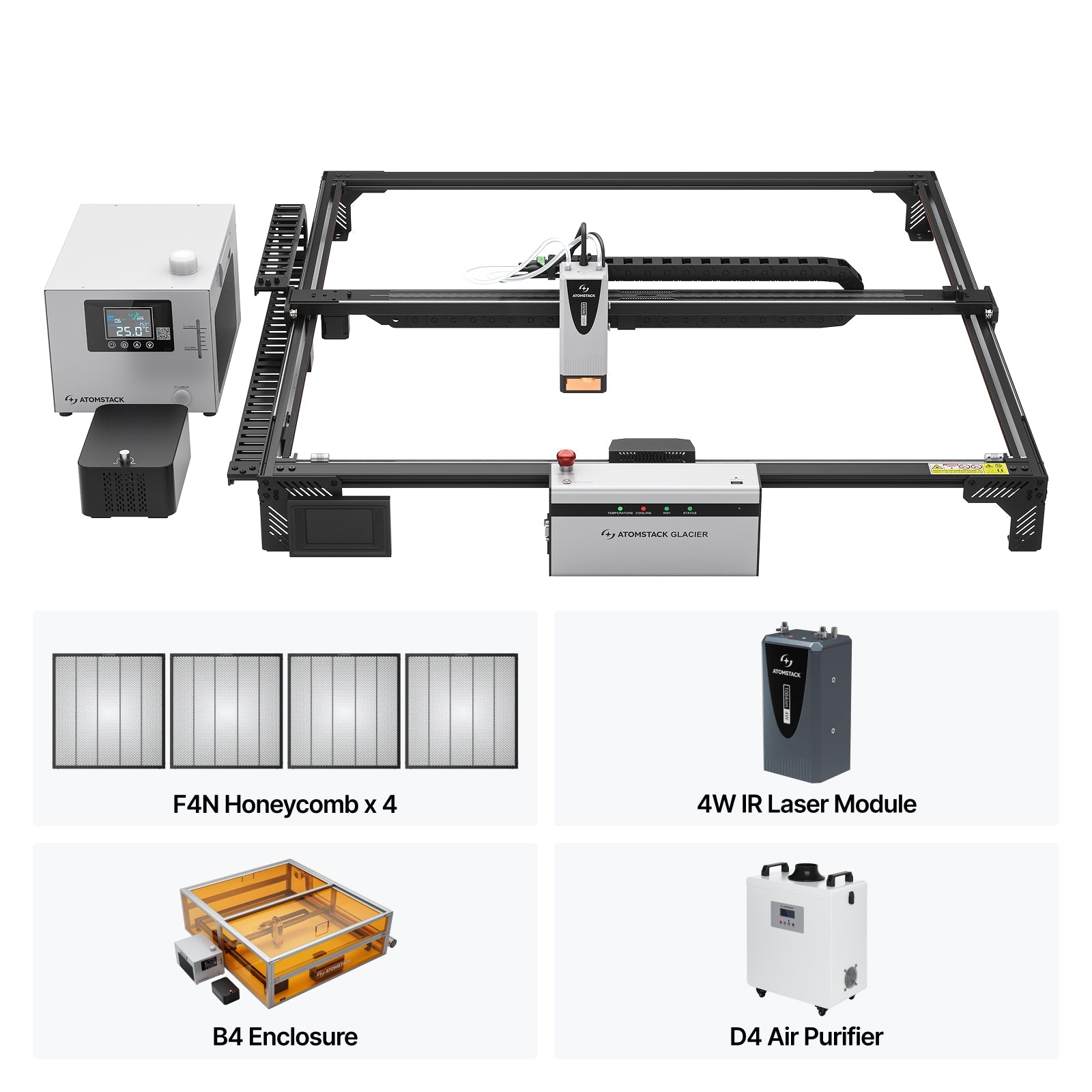 Incisore laser a diodi raffreddato ad acqua AtomStack Glacier 120W/90W