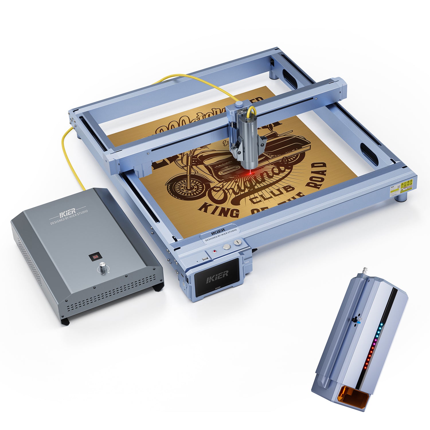 iKier K1 Pro Incisore Laser Doppio — Fibra 20W + Diodo 48W | Incisione e Taglio Ibridi per Metallo, Legno, Acrilico