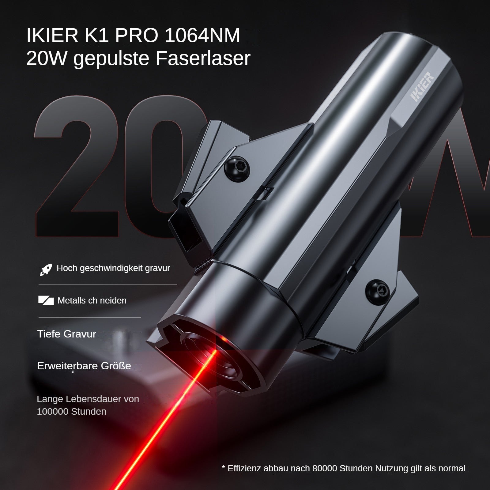 incisore laser a fibra iKier K1 Pro 1064nm 20W